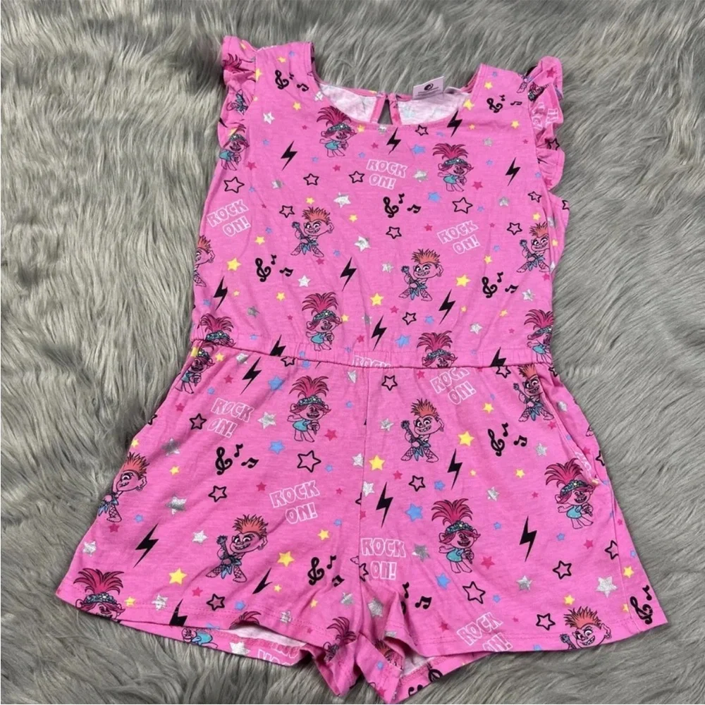 Girls Trolls World Tour Pink Romper Size Medium 7-8